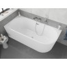 Mexen Silo freestanding corner bathtub left fluted 150 x 75 cm, white, chrome overflow - 52891507500L-01