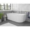 Mexen Silo freestanding corner left ribbed bathtub 150 x 75 cm, white, white overflow - 52891507500L-20