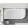 Mexen Silo freestanding corner left ribbed bathtub 150 x 75 cm, white, white overflow - 52891507500L-20