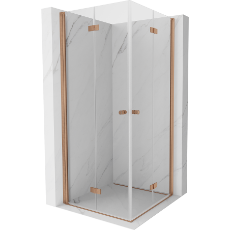 Mexen Mist-F Duo Folding Shower Enclosure 120 x 120 cm, Transparent, Brushed Copper - 8A6-120L-120P-65-00