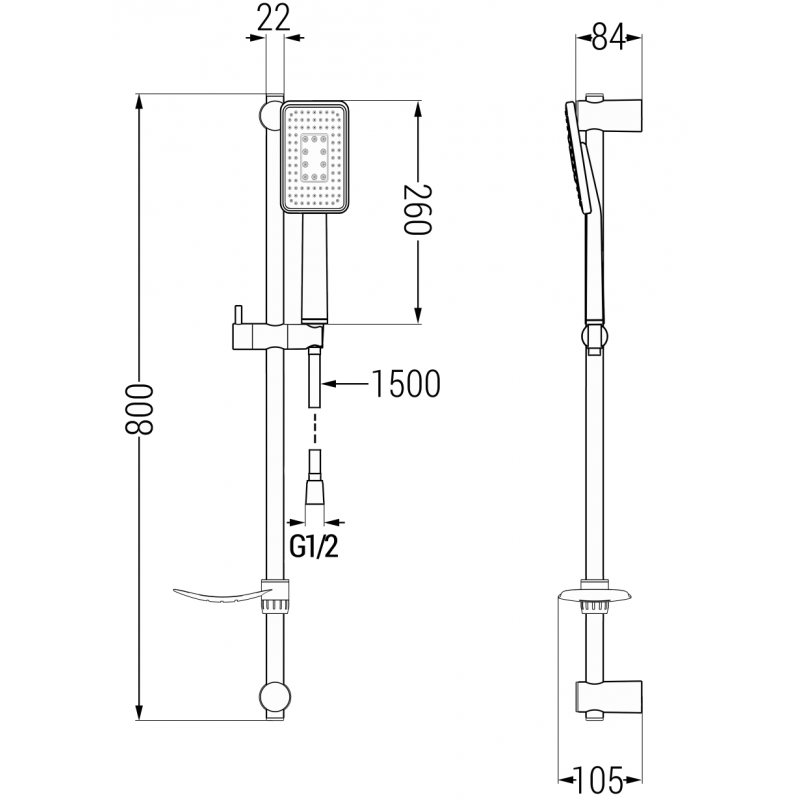 Mexen DF54 sliding shower set, white - 785544582-21