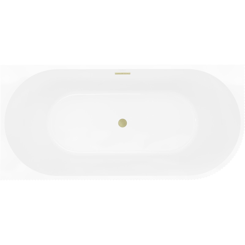 Mexen Silo freestanding corner left grooved bathtub 150 x 75 cm, white, brushed gold overflow - 52891507500L-55