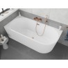 Mexen Silo freestanding corner left fluted bathtub 150 x 75 cm, white, brushed copper overflow - 52891507500L-65