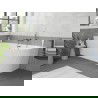Mexen Silo freestanding corner left fluted bathtub 150 x 75 cm, white, overflow gun gray brushed - 52891507500L-66