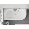 Mexen Silo freestanding corner left fluted bathtub 150 x 75 cm, white, overflow gun gray brushed - 52891507500L-66