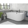 Mexen Silo freestanding corner left grooved bathtub 150 x 75 cm, white, black overflow - 52891507500L-70