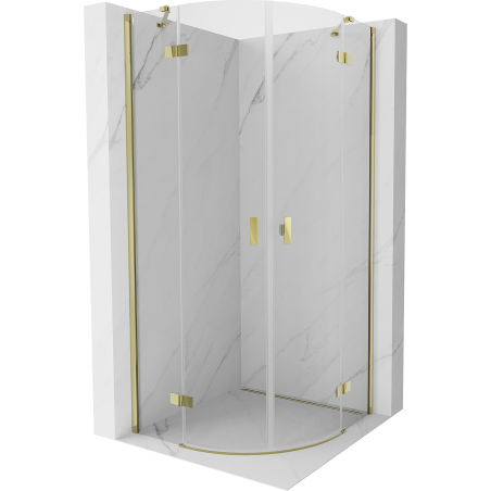 Mexen Mist semi-circular hinged shower cabin 90 x 90 cm, transparent, gold - 8A33-090-090-50-00