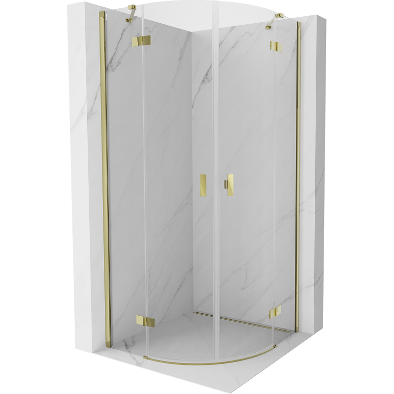 Mexen Mist semi-circular pivot shower cabin 100 x 100 cm, transparent, gold - 8A33-100-100-50-00