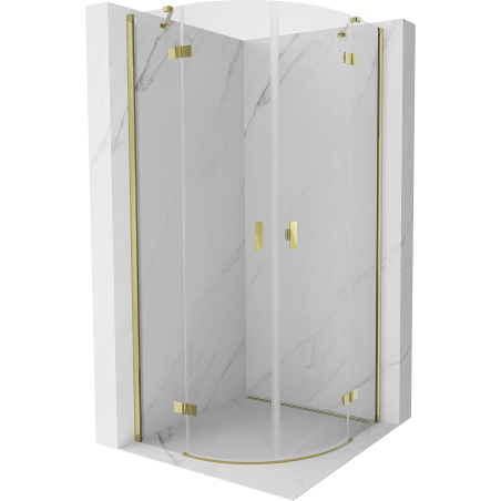 Mexen Mist semi-circular pivot shower cabin 100 x 100 cm, transparent, gold - 8A33-100-100-50-00