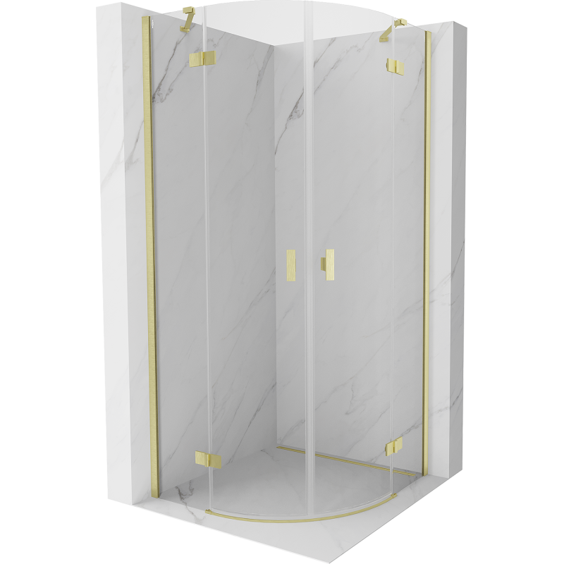 Mexen Mist Semi-circular Hinged Shower Enclosure 80 x 80 cm, Transparent, Brushed Gold - 8A33-080-080-55-00
