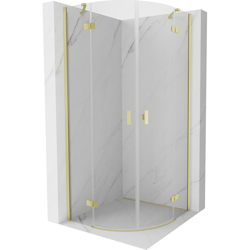 Mexen Mist semicircular shower cabin with hinged door 90 x 90 cm, transparent, brushed gold - 8A33-090-090-55-00