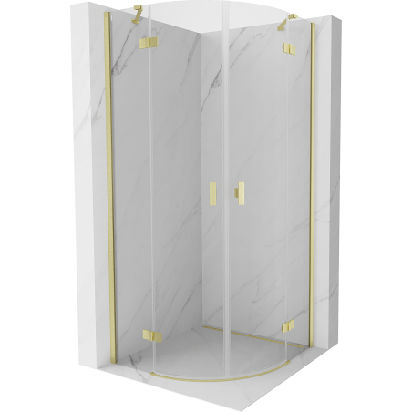 Mexen Mist semicircular shower cabin with hinged door 90 x 90 cm, transparent, brushed gold - 8A33-090-090-55-00