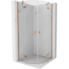 Mexen Mist semi-circular hinged shower enclosure 80 x 80 cm, transparent, brushed copper - 8A33-080-080-65-00