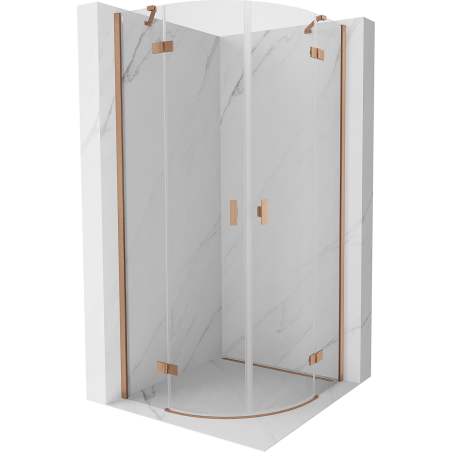 Mexen Mist semicircular shower enclosure with hinged doors 90 x 90 cm, transparent, brushed copper - 8A33-090-090-65-00