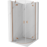 Mexen Mist semicircular shower enclosure with hinged doors 90 x 90 cm, transparent, brushed copper - 8A33-090-090-65-00