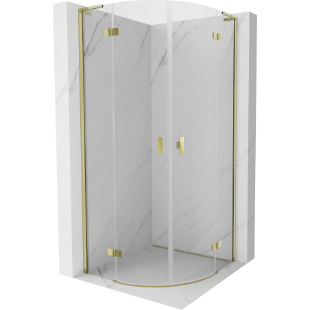 Mexen Mist L semi-circular shower cabin with hinged door 100 x 100 cm, transparent, gold - 8A33L-100-100-50-00
