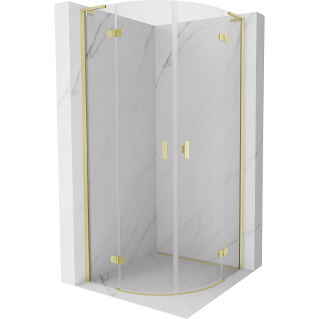 Mexen Mist L semi-circular hinged shower cabin 100 x 100 cm, transparent, brushed gold - 8A33L-100-100-55-00