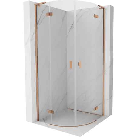 Mexen Mist L semi-circular hinged shower enclosure 100 x 100 cm, transparent, brushed copper - 8A33L-100-100-65-00