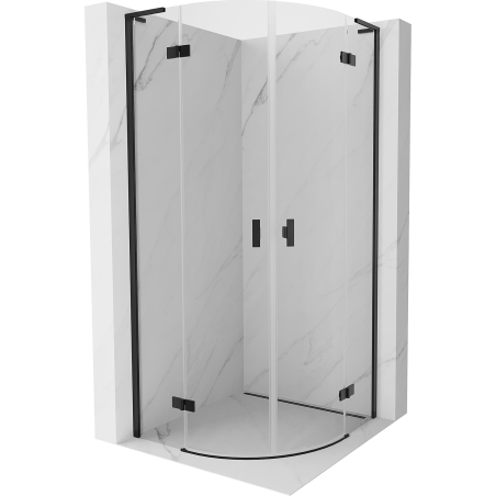 Mexen Mist L semi-circular hinged shower cabin 90 x 90 cm, transparent, black - 8A33L-090-090-70-00