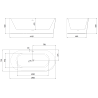 Mexen Silo free-standing corner left grooved bathtub 150 x 75 cm, white/black, chrome overflow - 52891507575L-01
