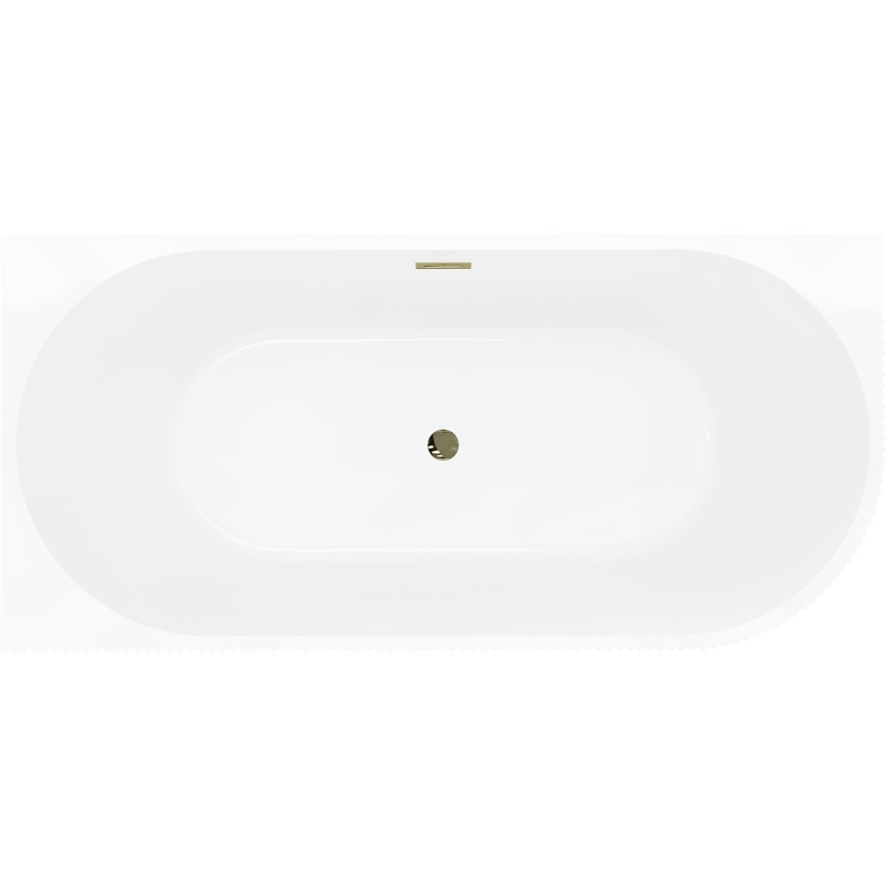 Mexen Silo freestanding corner left grooved bathtub 150 x 75 cm, white/black, gold overflow - 52891507575L-50
