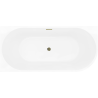 Mexen Silo freestanding corner left fluted bath 150 x 75 cm, white/black, gold overflow- 52891507575L-50