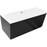Mexen Silo freestanding corner left ribbed bathtub 150 x 75 cm, white/black, gold overflow - 52891507575L-50