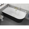 Mexen Silo freestanding corner left ribbed bathtub 150 x 75 cm, white/black, gold overflow - 52891507575L-50