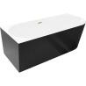 Mexen Silo freestanding corner bath left ribbed 150 x 75 cm, white/black, brushed gold overflow - 52891507575L-55
