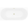 Mexen Silo freestanding corner bath left fluted 150 x 75 cm, white/black, brushed gold overflow - 52891507575L-55