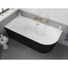 Mexen Silo freestanding corner bath left ribbed 150 x 75 cm, white/black, brushed gold overflow - 52891507575L-55
