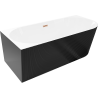 Mexen Silo freestanding corner left fluted 150 x 75 cm, white/black, brushed copper overflow - 52891507575L-65