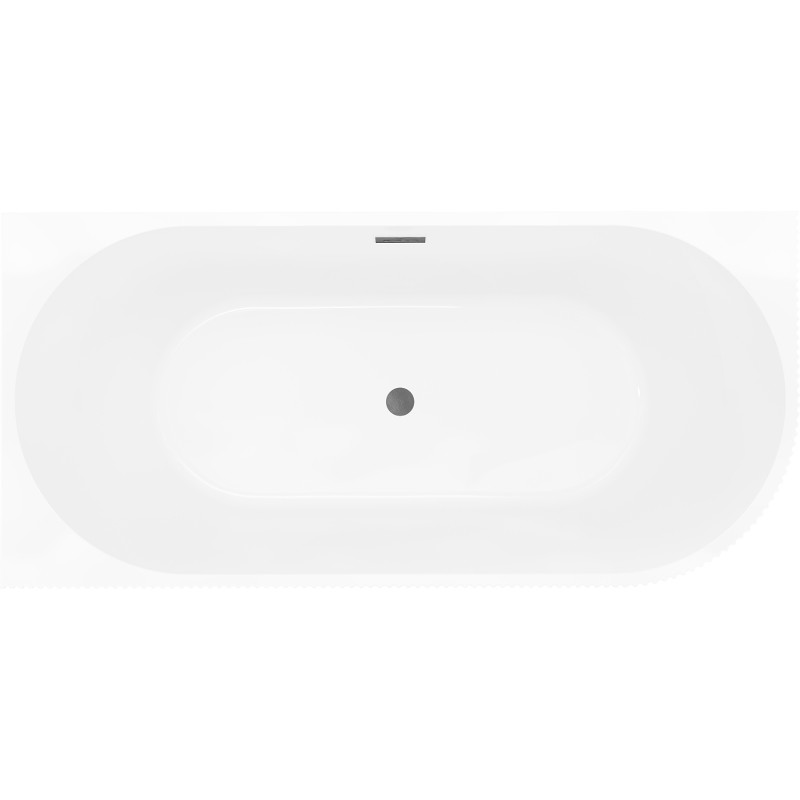 Mexen Silo freestanding corner left ribbed bathtub 150 x 75 cm, white/black, gun gray brushed overflow - 52891507575L-66