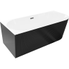 Mexen Silo freestanding corner left grooved bathtub 150 x 75 cm, white/black, gun gray brushed overflow - 52891507575L-66