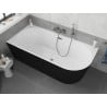 Mexen Silo freestanding corner left grooved bathtub 150 x 75 cm, white/black, gun gray brushed overflow - 52891507575L-66