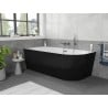 Mexen Silo freestanding corner left grooved bathtub 150 x 75 cm, white/black, gun gray brushed overflow - 52891507575L-66