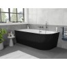Mexen Silo freestanding corner left ribbed bathtub 150 x 75 cm, white/black, gun gray brushed overflow - 52891507575L-66