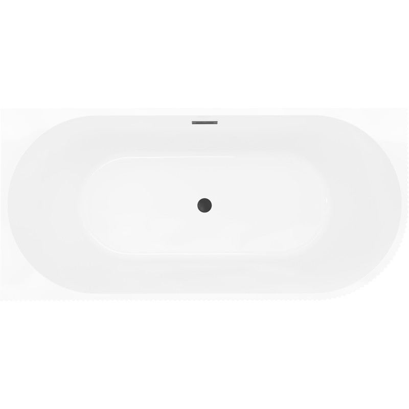 Mexen Silo freestanding corner left ribbed bathtub 150 x 75 cm, white/black, black overflow - 52891507575L-70