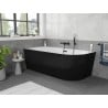 Mexen Silo freestanding corner left grooved bathtub 150 x 75 cm, white/black, black overflow - 52891507575L-70