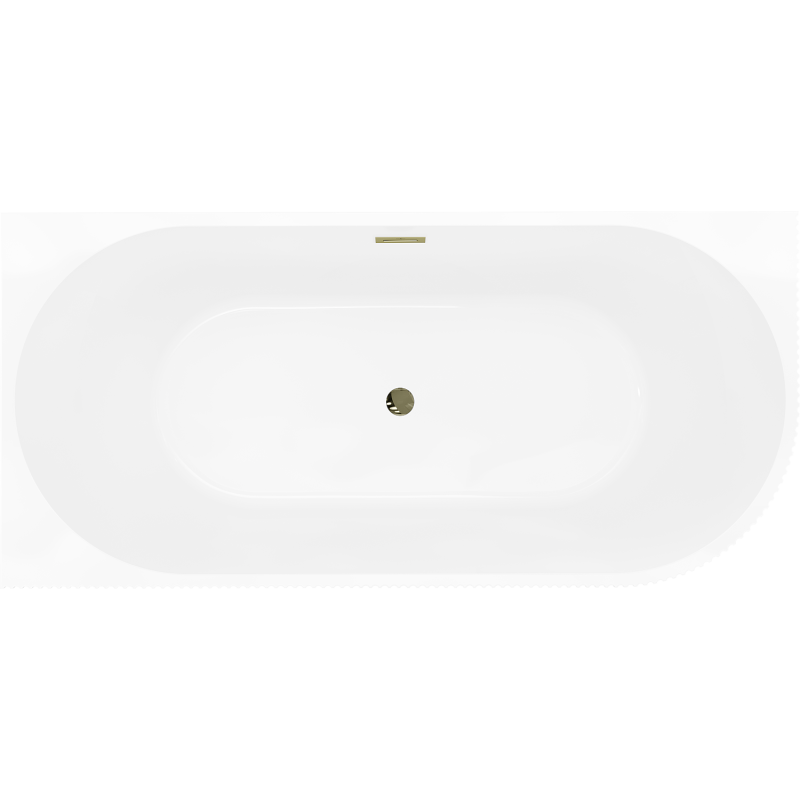 Mexen Silo free-standing corner left fluted bathtub 170 x 80 cm, white, overflow gold - 52891708000L-50