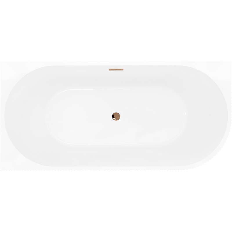 Mexen Silo freestanding corner left grooved bathtub 170 x 80 cm, white, overflow rose gold - 52891708000L-60