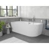 Mexen Silo freestanding corner bath left ribbed 170 x 80 cm, white, brushed gun gray overflow - 52891708000L-66