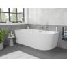 Mexen Silo freestanding corner bathtub left fluted 170 x 80 cm, white, brushed nickel overflow - 52891708000L-97