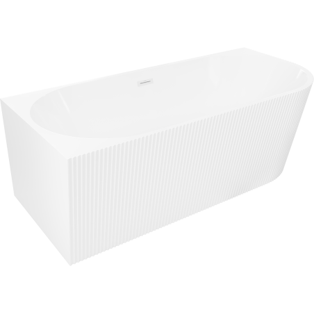 Mexen Silo freestanding corner left ribbed bathtub 150 x 75 cm, white, white overflow - 52891507500L-20
