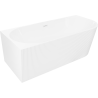 Mexen Silo freestanding corner left ribbed bathtub 150 x 75 cm, white, white overflow - 52891507500L-20