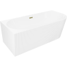 Mexen Silo freestanding corner left ribbed bath 150 x 75 cm, white, gold overflow - 52891507500L-50