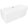 Mexen Silo free-standing corner left fluted bathtub 150 x 75 cm, white, rose gold overflow - 52891507500L-60