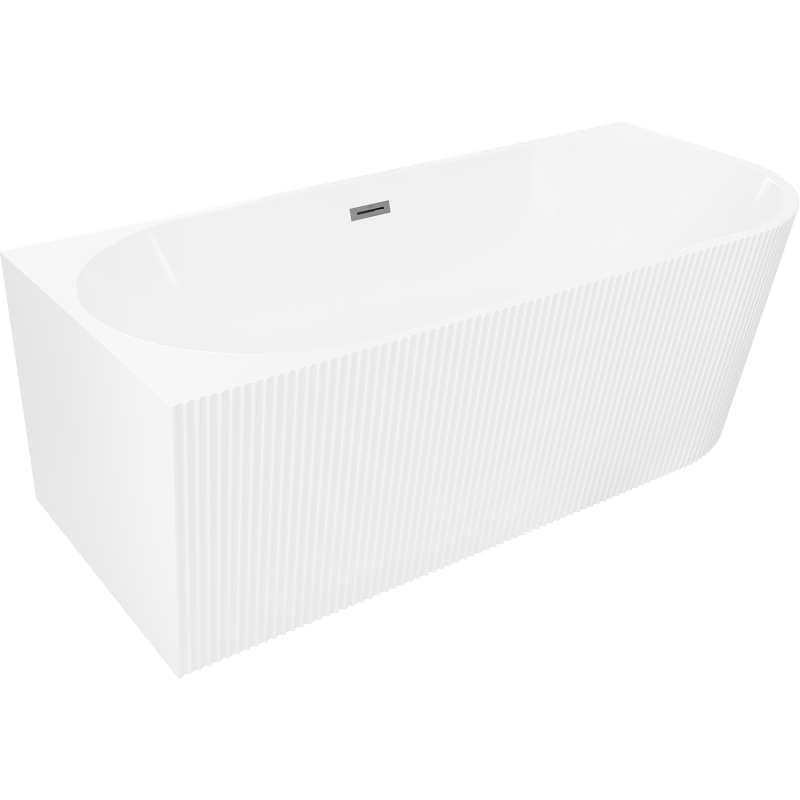 Mexen Silo freestanding corner left ribbed bathtub 150 x 75 cm, white, gun metal overflow - 52891507500L-95