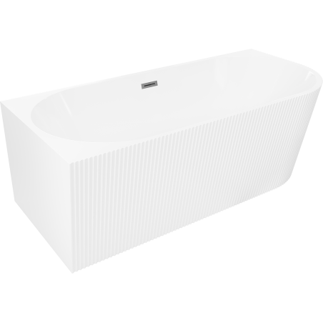 Mexen Silo freestanding corner left ribbed bathtub 150 x 75 cm, white, gun metal overflow - 52891507500L-95