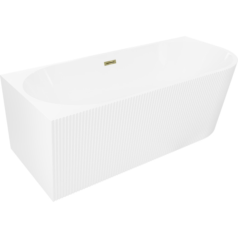 Mexen Silo free-standing corner left grooved bathtub 170 x 80 cm, white, gold overflow - 52891708000L-50